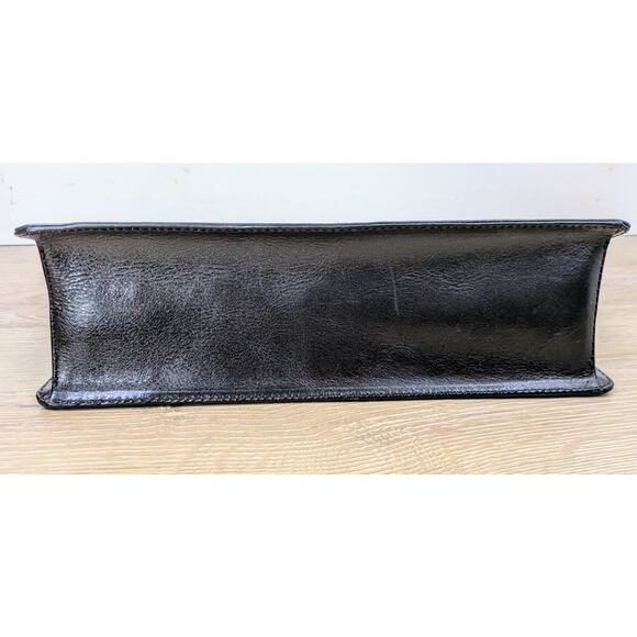 Preston & York Black Leather Shoulder Bag Structured Evening Silver Chain Strap - Picture 7 of 13